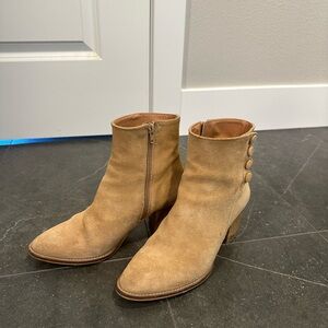 Anthropologie Tan Suede Ankle Boots